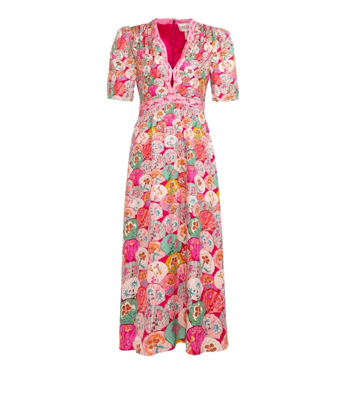 SALONI Розовое шелковое повседневное платье, фото 1