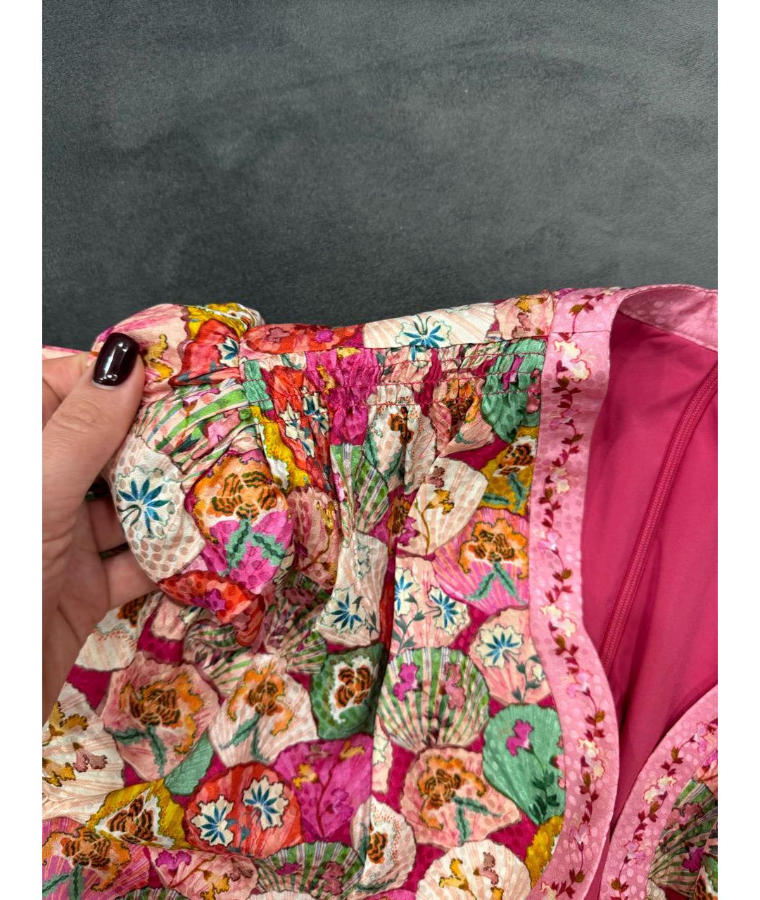 SALONI Розовое шелковое повседневное платье, фото 3