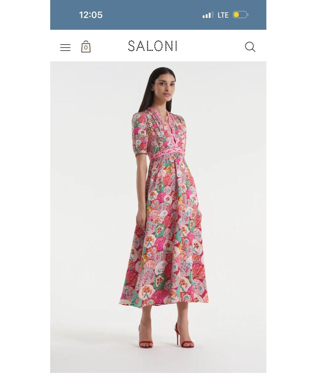 SALONI Розовое шелковое повседневное платье, фото 7