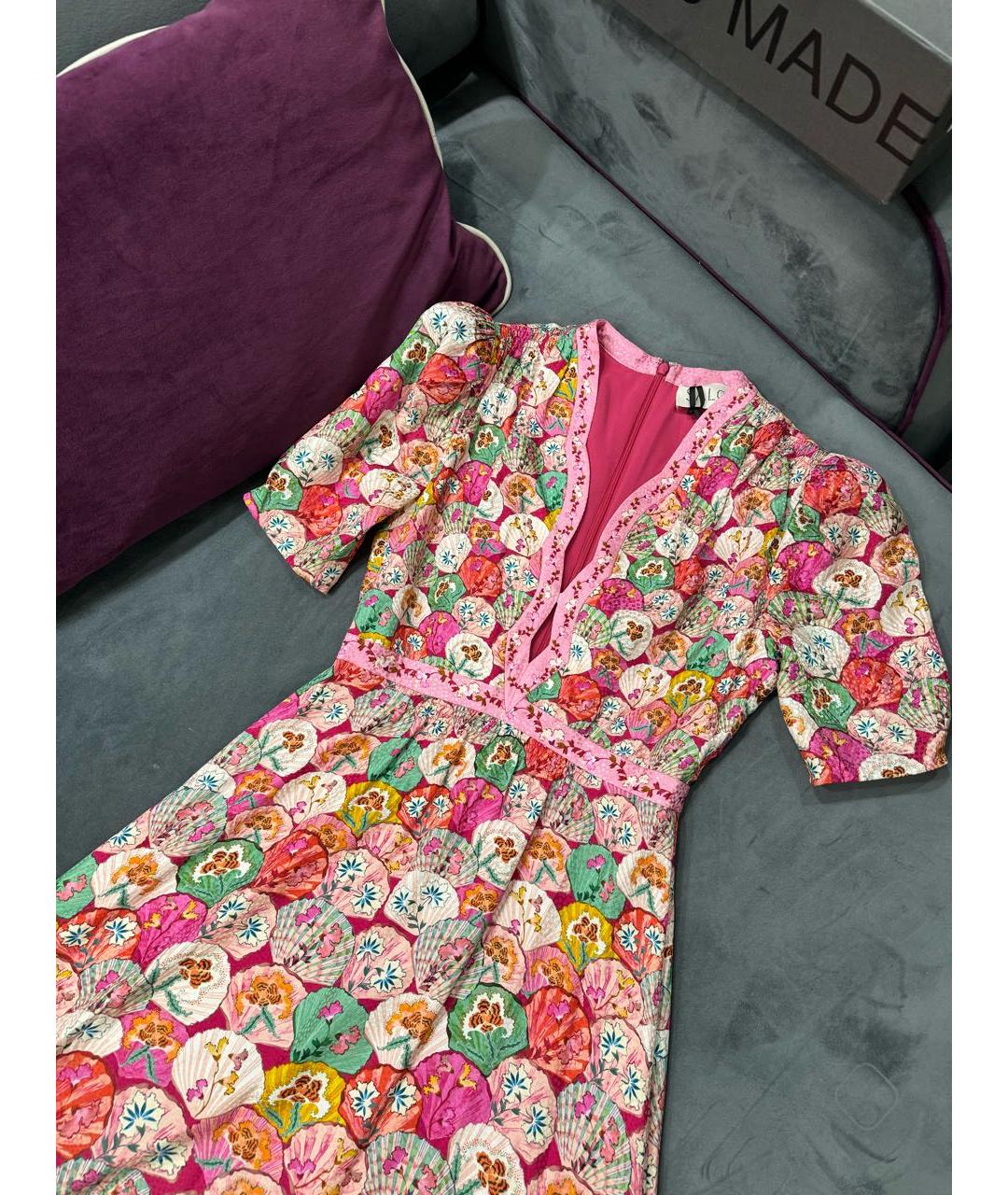 SALONI Розовое шелковое повседневное платье, фото 2