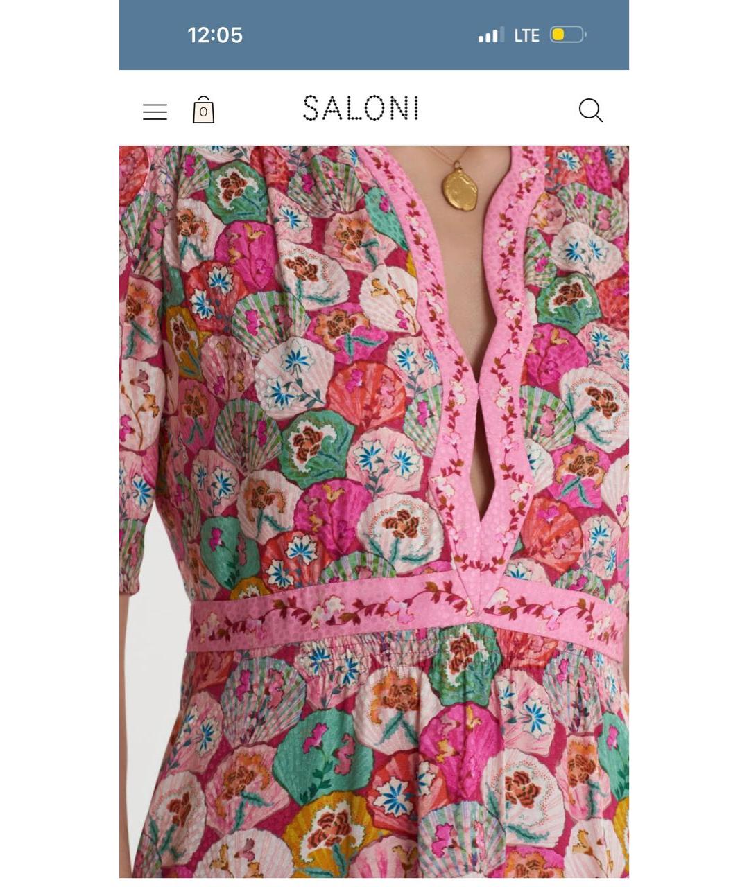 SALONI Розовое шелковое повседневное платье, фото 8