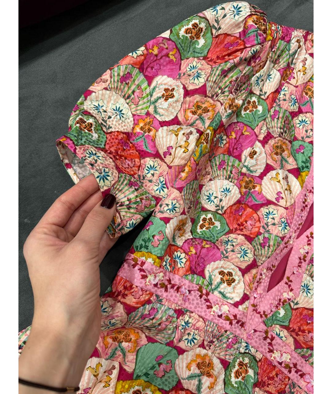 SALONI Розовое шелковое повседневное платье, фото 4