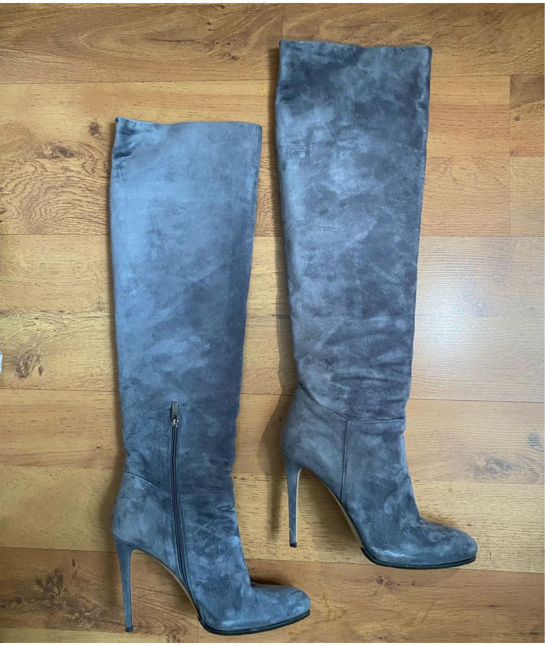 LE SILLA Серые замшевые ботфорты, фото 5