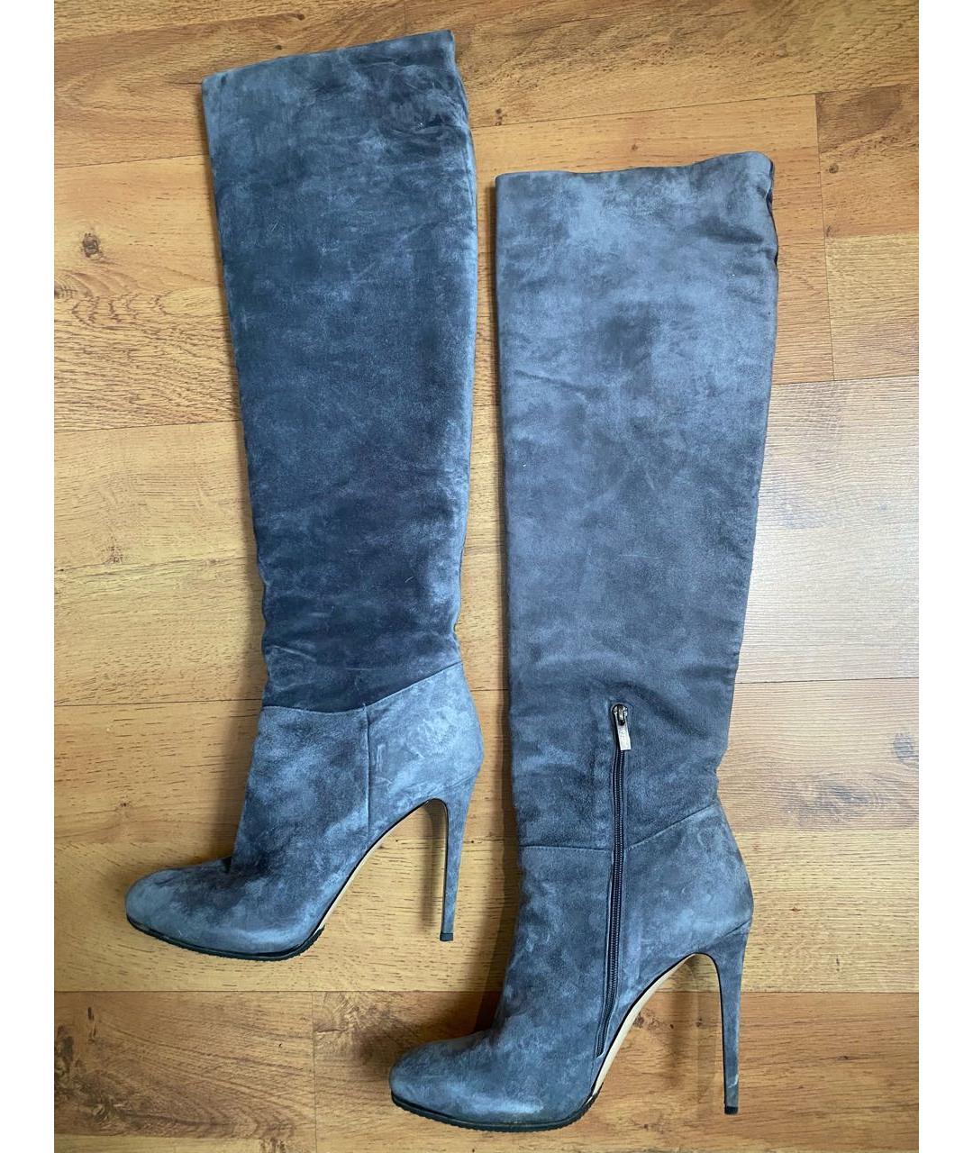 LE SILLA Серые замшевые ботфорты, фото 2