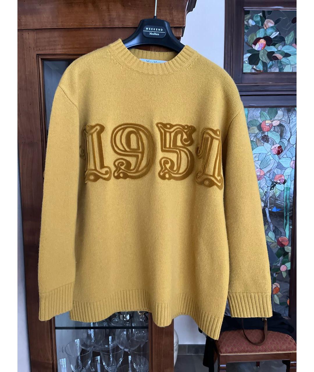 MAX MARA Желтый шерстяной джемпер / свитер, фото 6