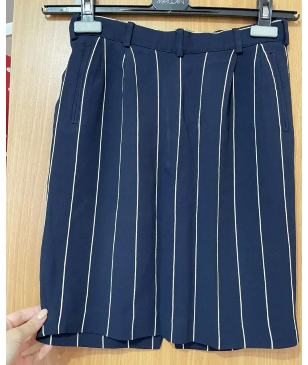 SAINT LAURENT Темно-синяя вискозная юбка мини, фото 6