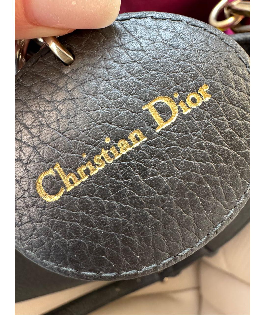 CHRISTIAN DIOR Черная кожаная сумка тоут, фото 6