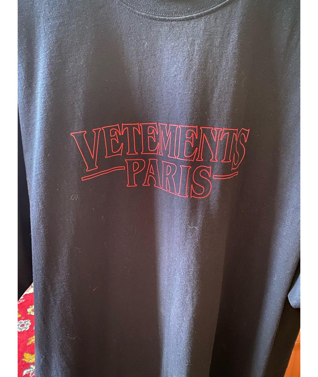 VETEMENTS Черная хлопковая футболка, фото 5