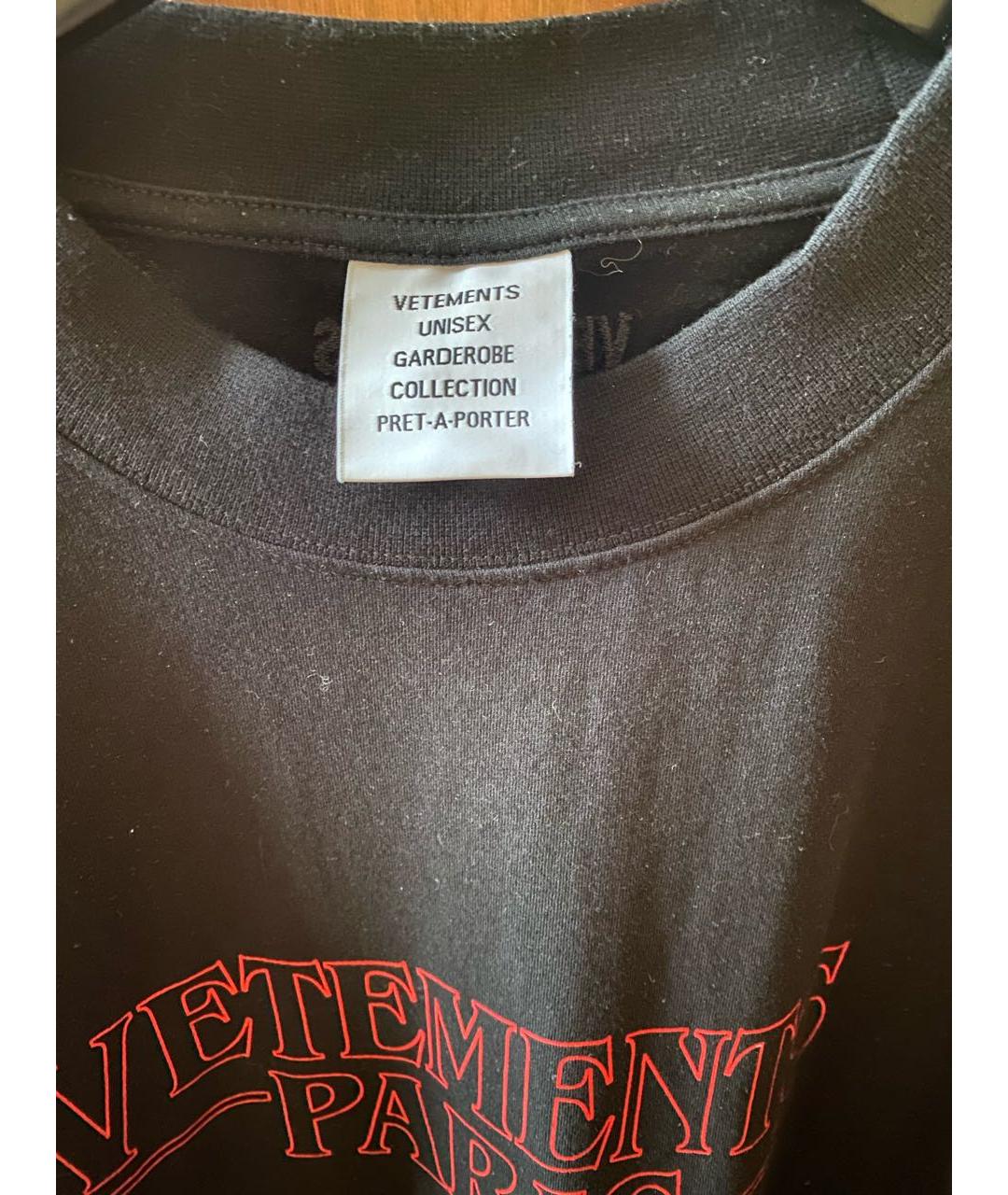 VETEMENTS Черная хлопковая футболка, фото 4