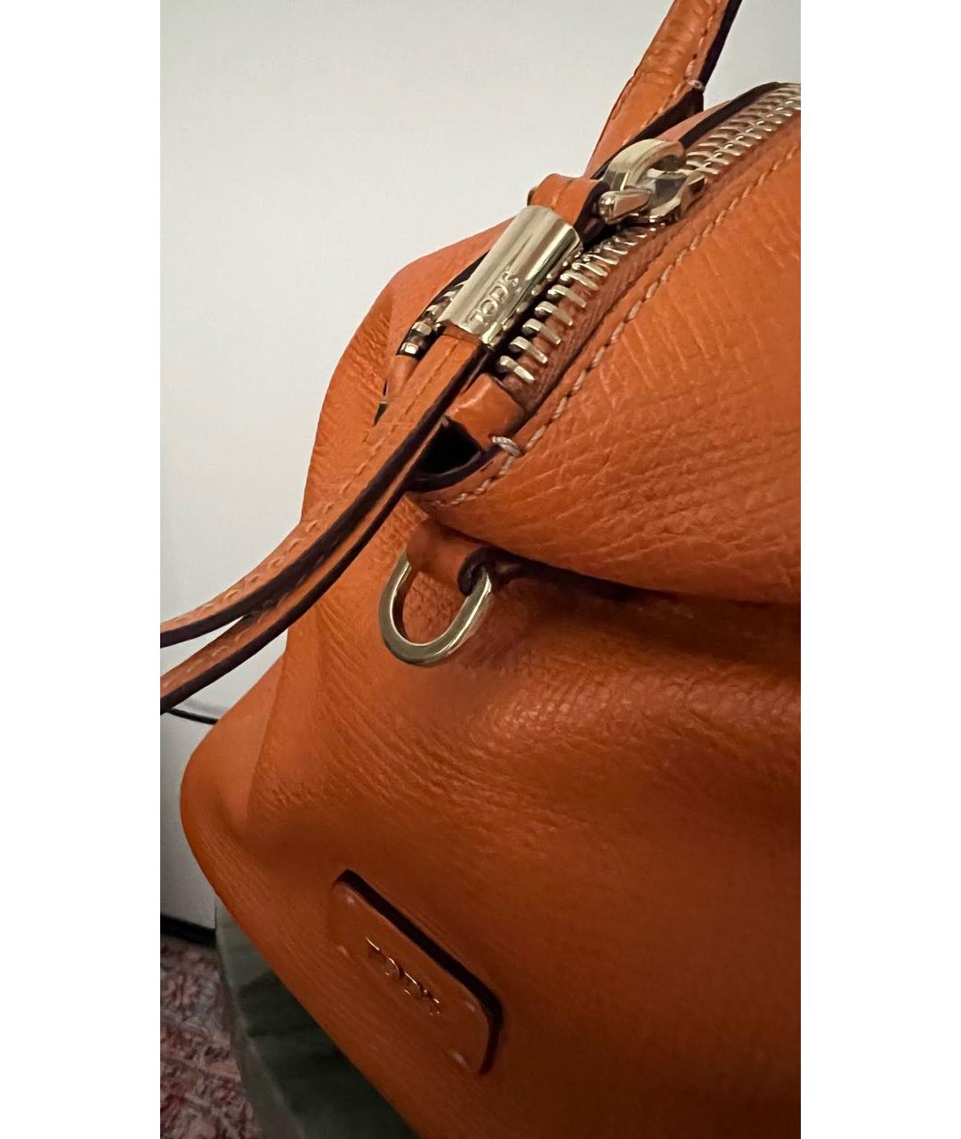 TOD'S Оранжевая кожаная сумка тоут, фото 7