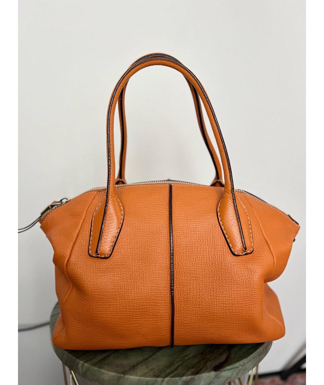 TOD'S Оранжевая кожаная сумка тоут, фото 9