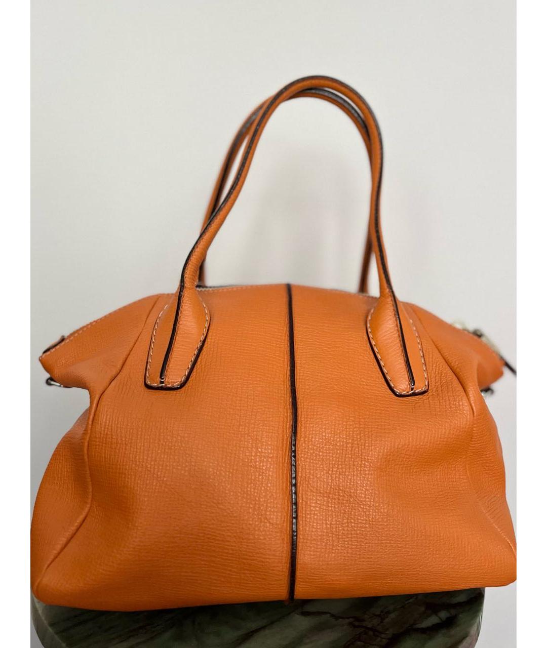 TOD'S Оранжевая кожаная сумка тоут, фото 3