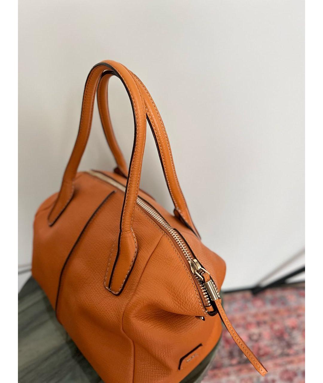 TOD'S Оранжевая кожаная сумка тоут, фото 4
