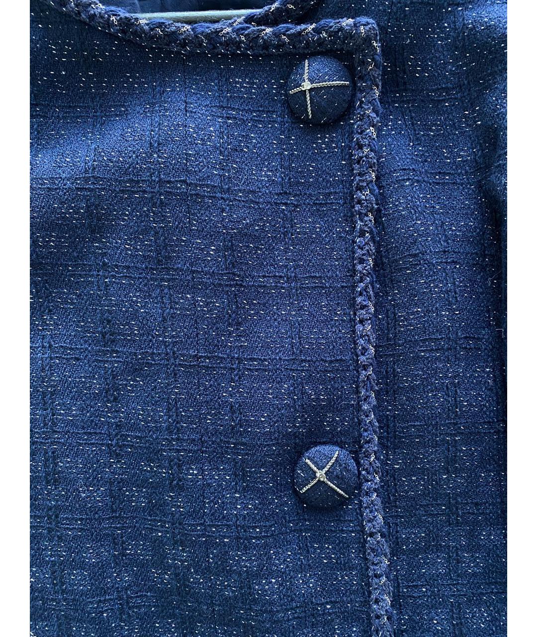 CHANEL Темно-синий твидовый жакет/пиджак, фото 4