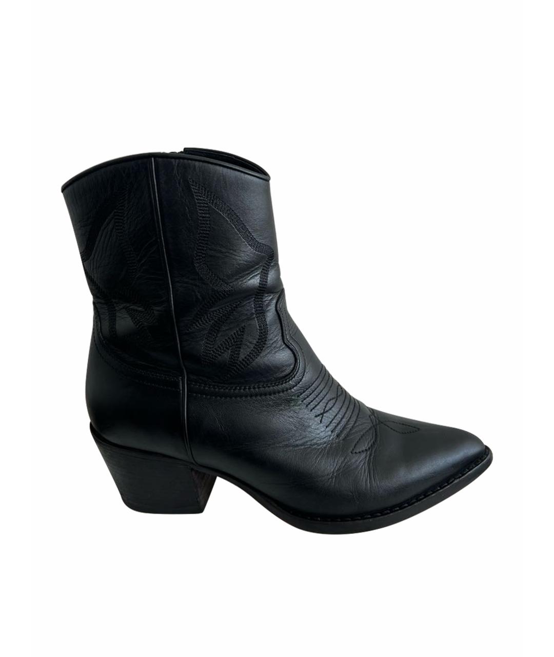 VALENTINO Черные кожаные ботинки, фото 1