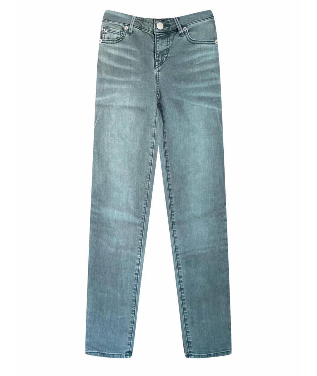 TRUE RELIGION Серые хлопко-эластановые джинсы слим, фото 1