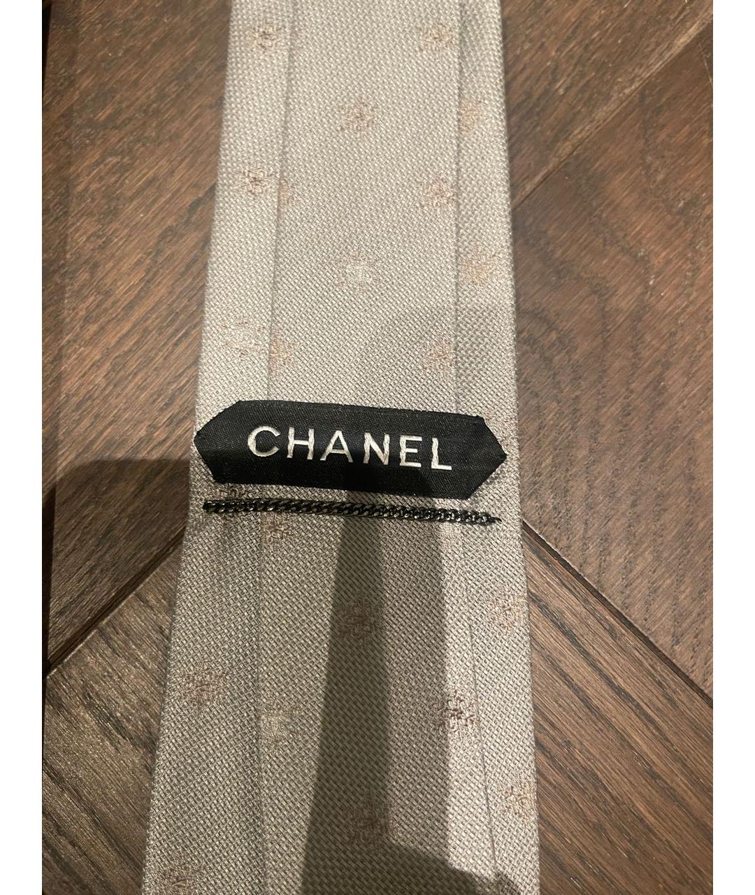 CHANEL PRE-OWNED Серый шелковый галстук, фото 3