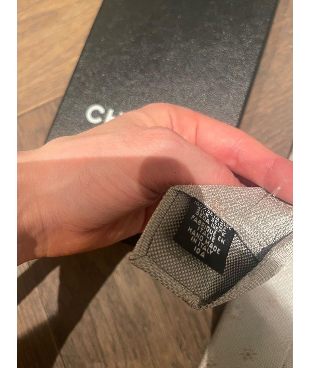 CHANEL PRE-OWNED Серый шелковый галстук, фото 4