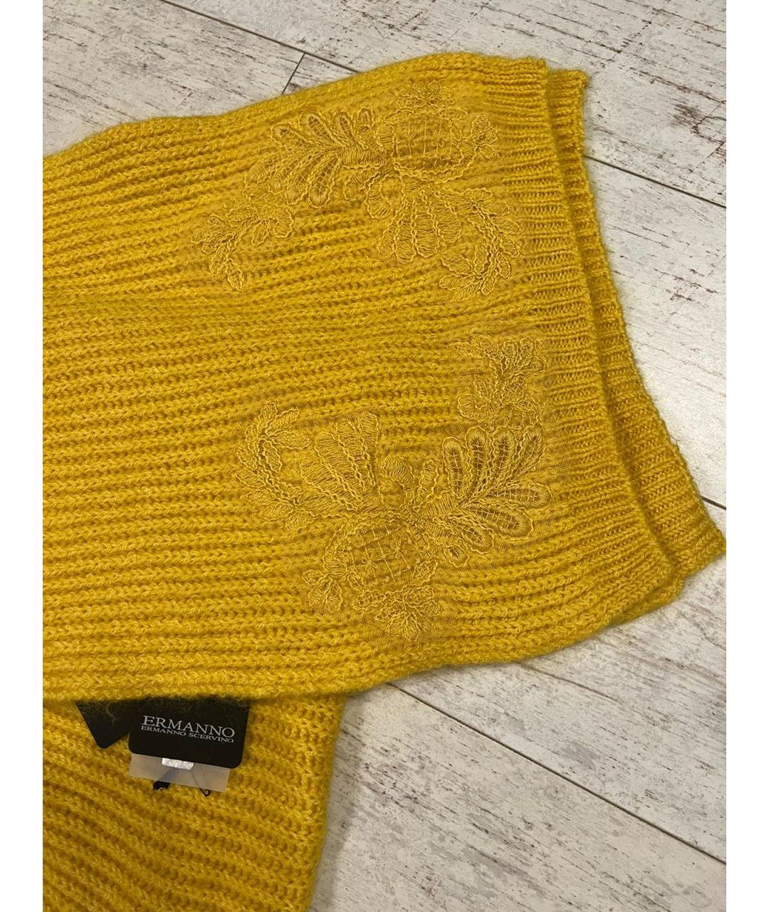ERMANNO SCERVINO Желтый кашемировый шарф, фото 2