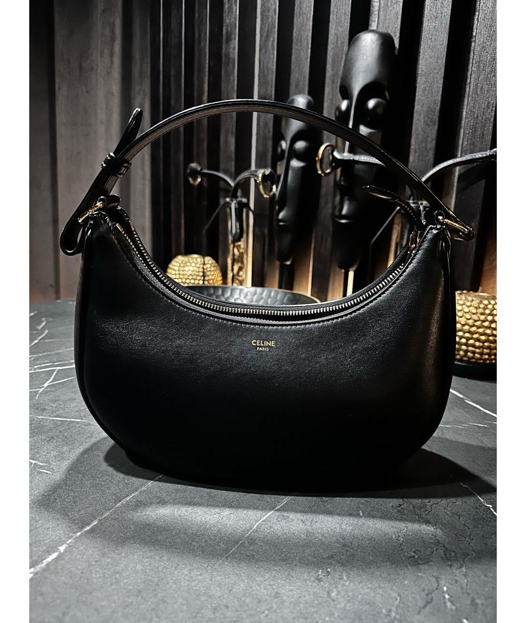 CELINE PRE-OWNED Черная кожаная сумка через плечо, фото 9