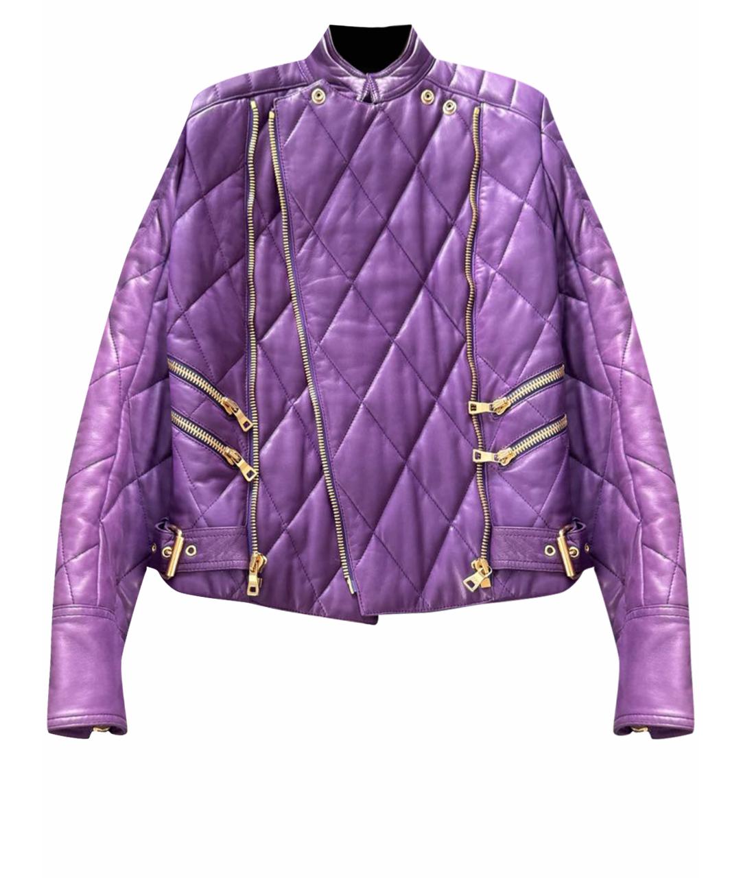 BALMAIN Фиолетовая кожаная куртка, фото 1
