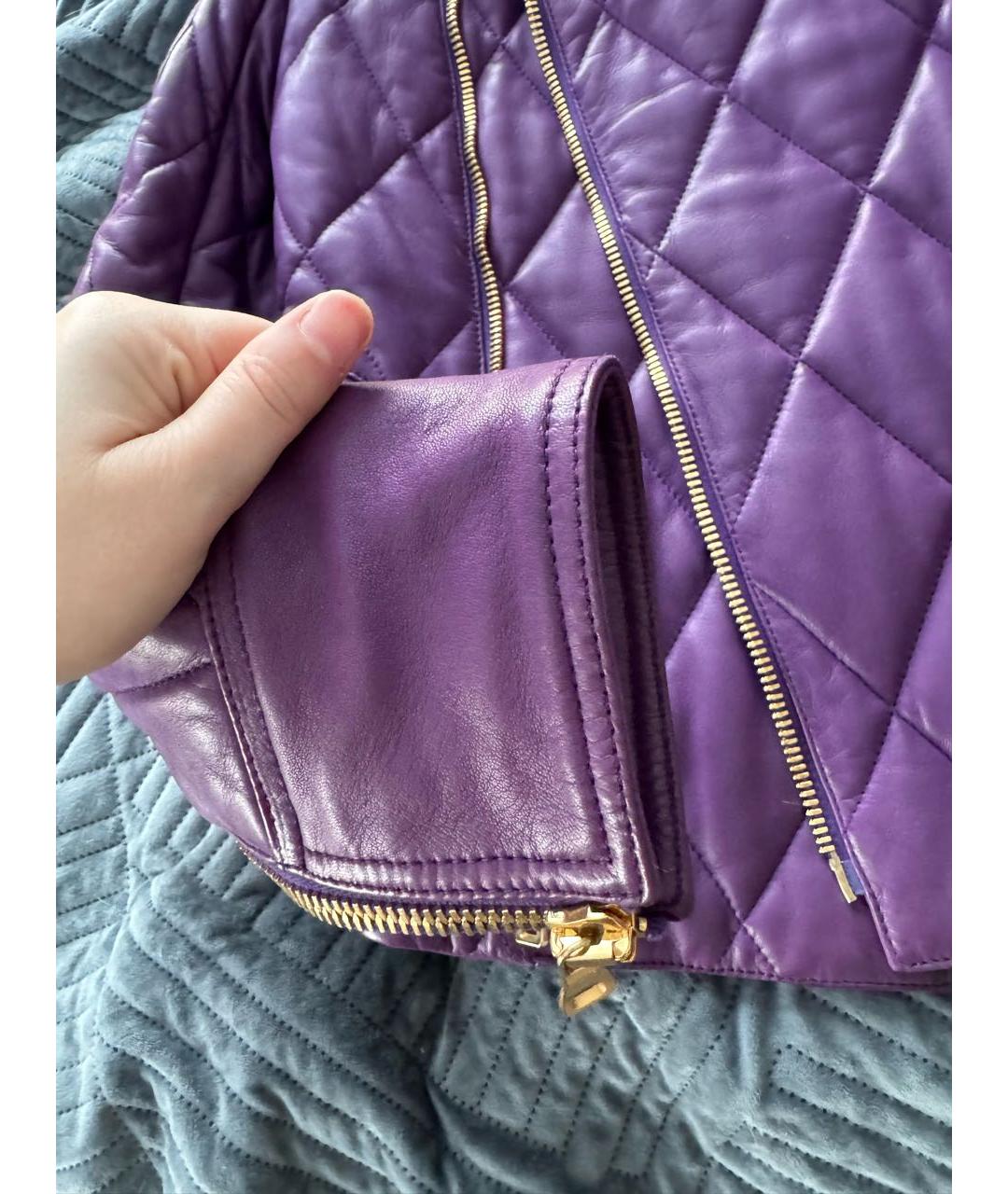 BALMAIN Фиолетовая кожаная куртка, фото 8