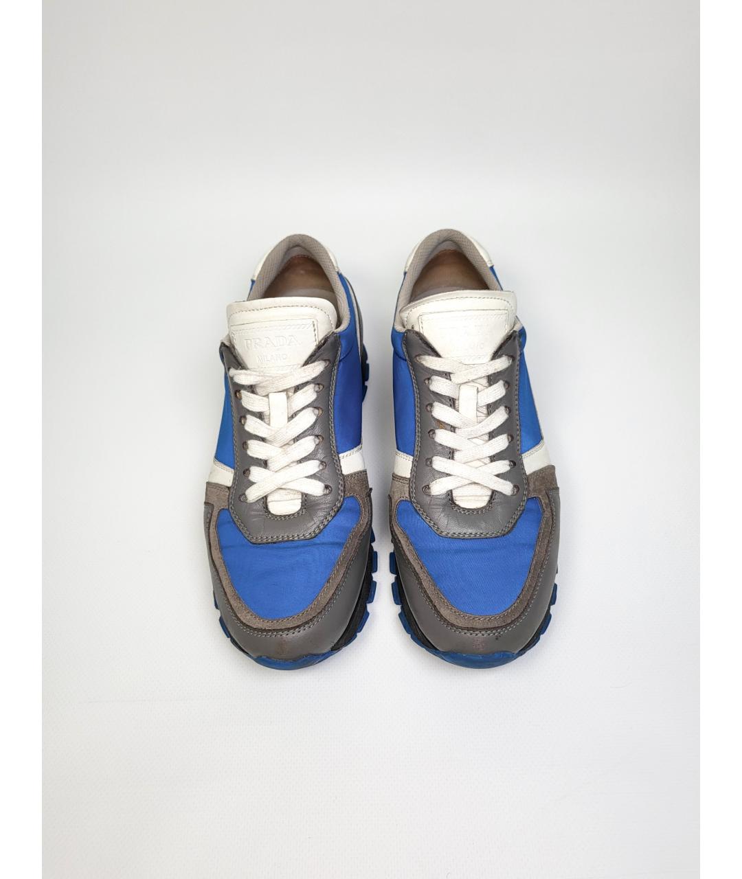 PRADA Синие кожаные кроссовки, фото 3