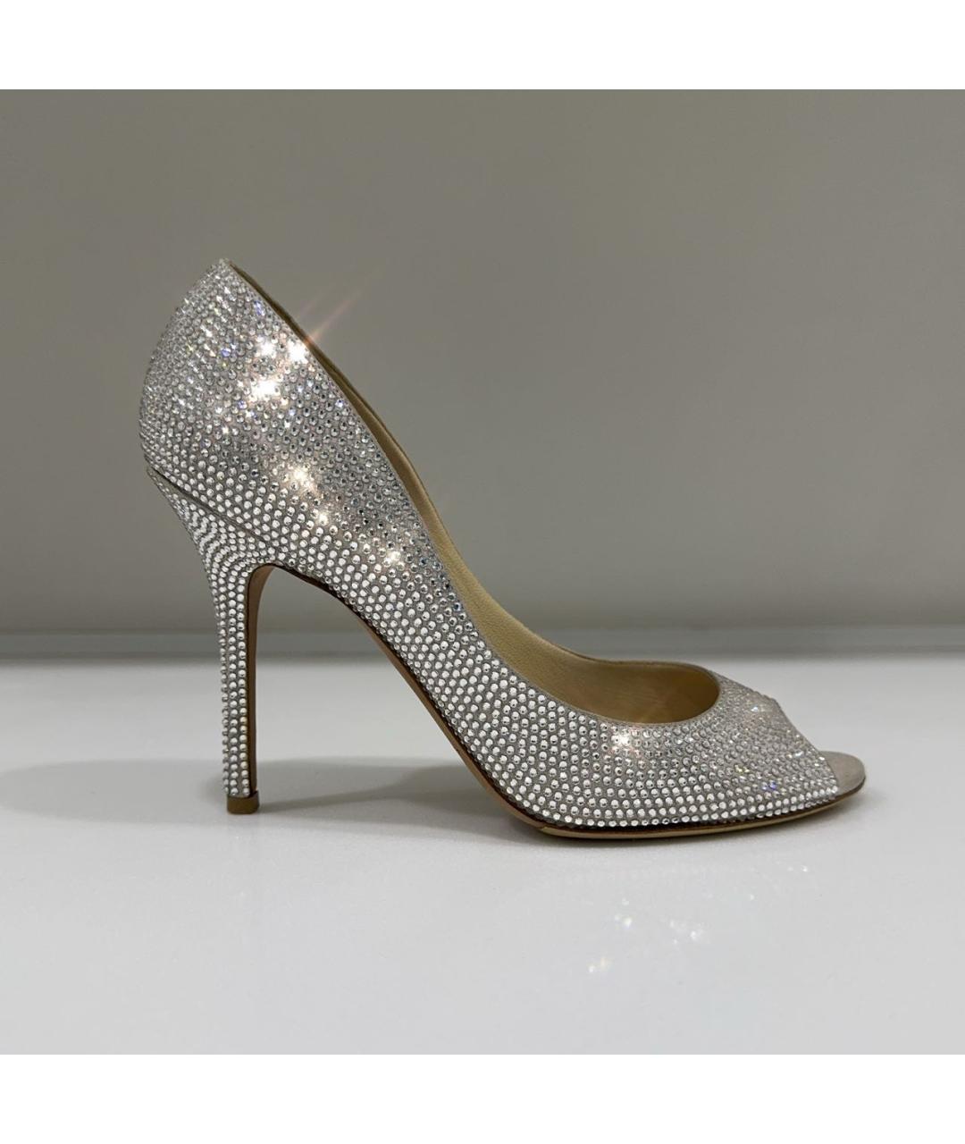 JIMMY CHOO Серебряные замшевые туфли, фото 5