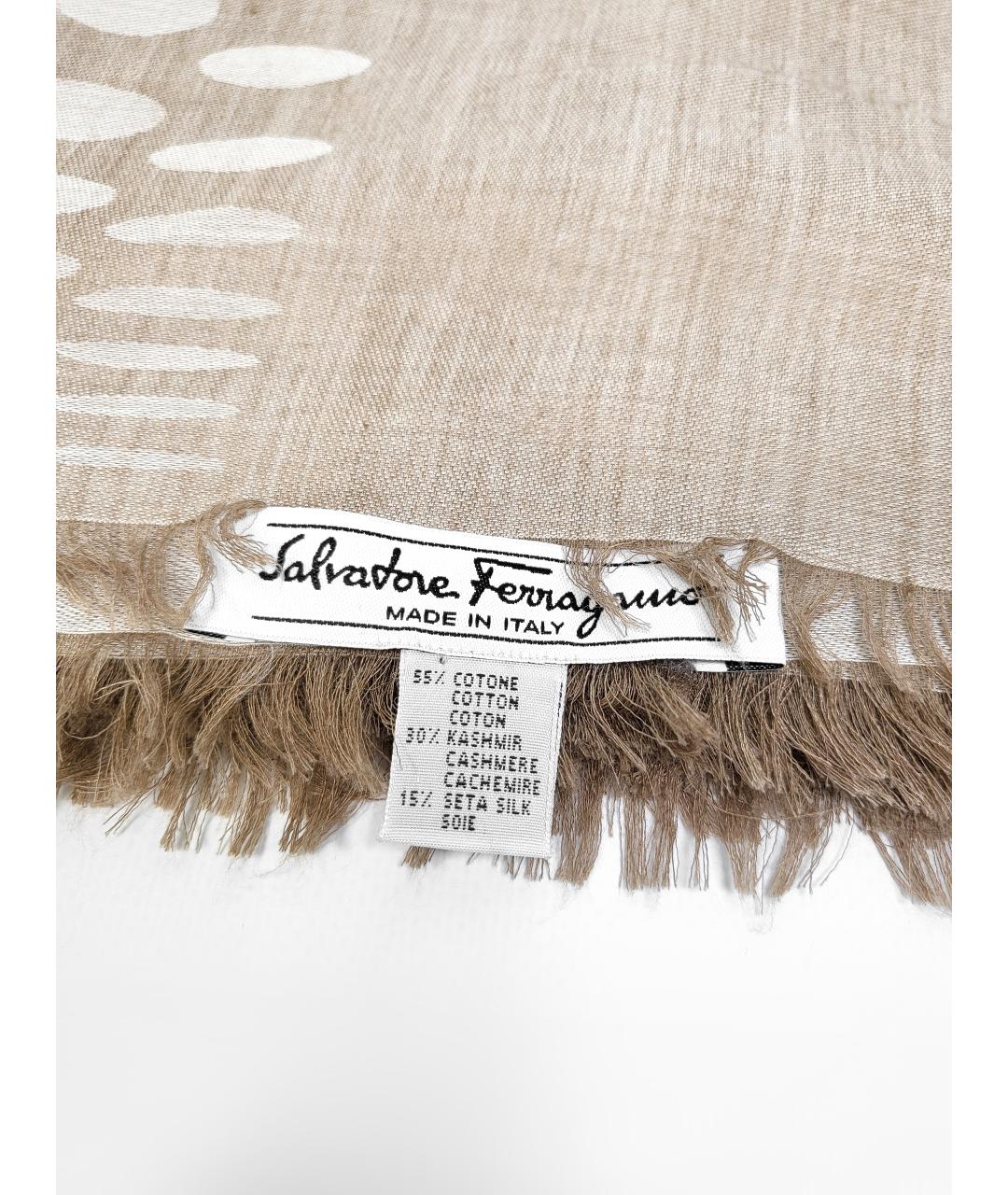 SALVATORE FERRAGAMO Бежевый кашемировый платок, фото 5