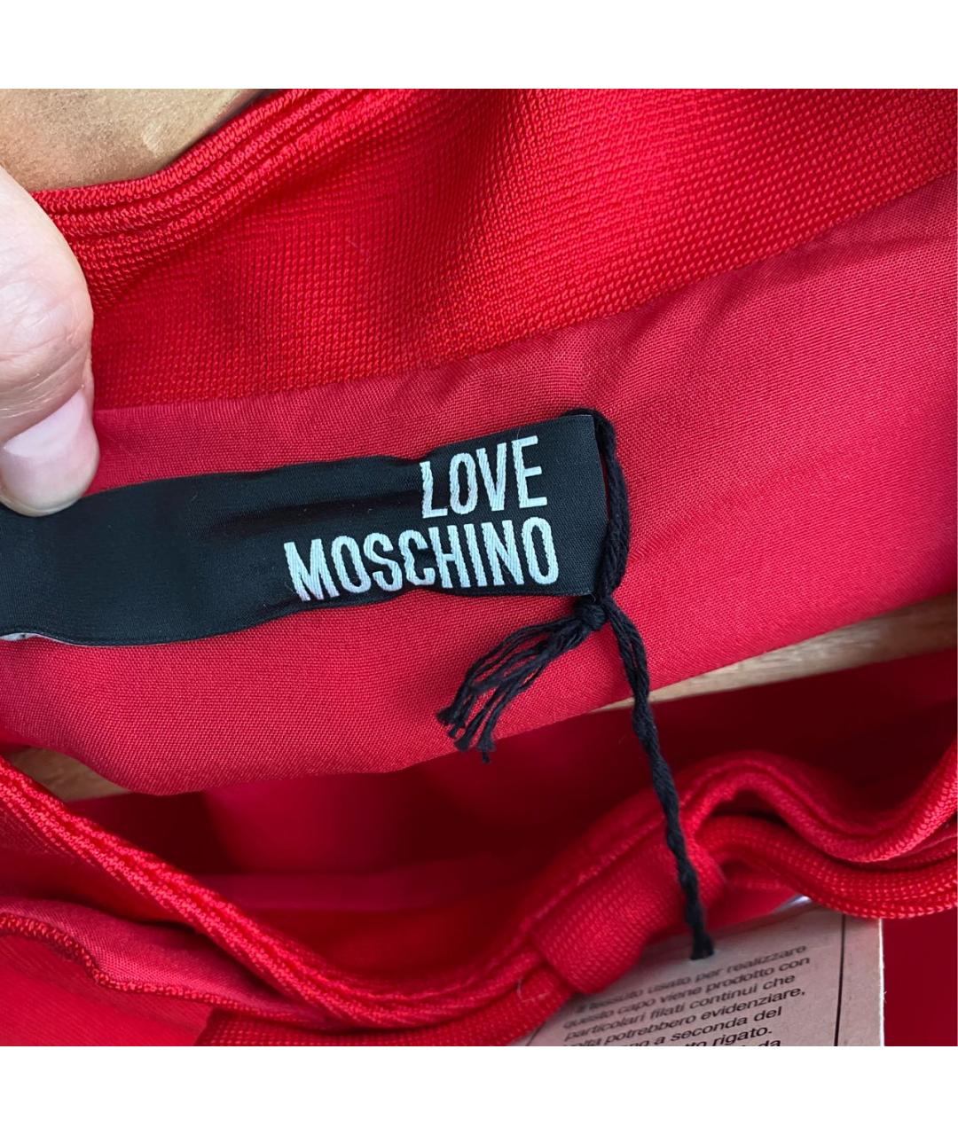 LOVE MOSCHINO Красное вискозное коктейльное платье, фото 3