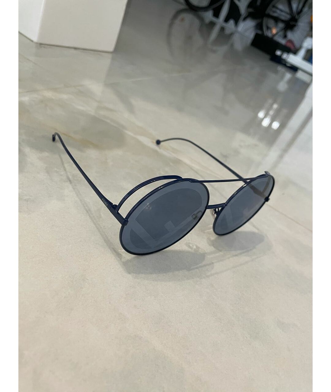 FENDI Синие металлические солнцезащитные очки, фото 2