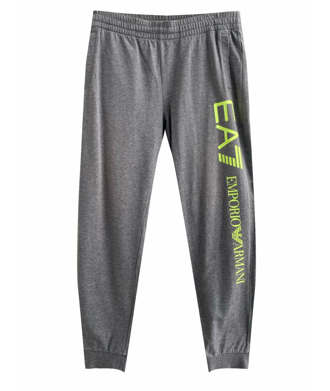 EA7 Серые хлопковые повседневные брюки, фото 1