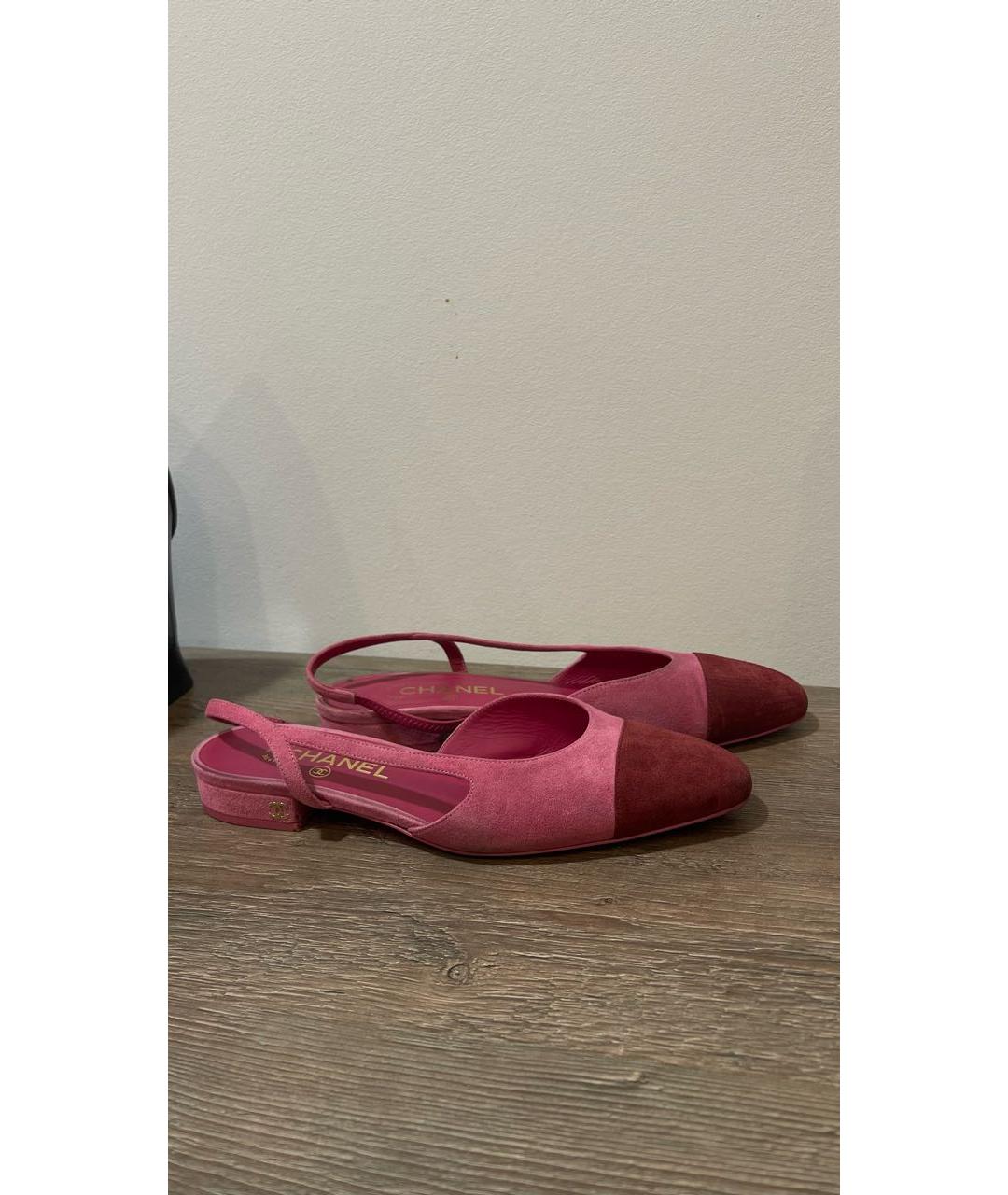 CHANEL PRE-OWNED Розовые замшевые туфли, фото 5