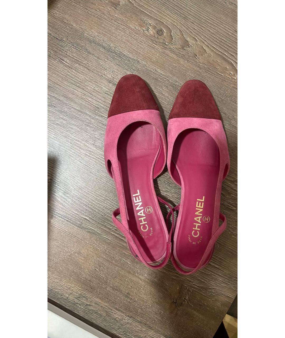 CHANEL PRE-OWNED Розовые замшевые туфли, фото 3
