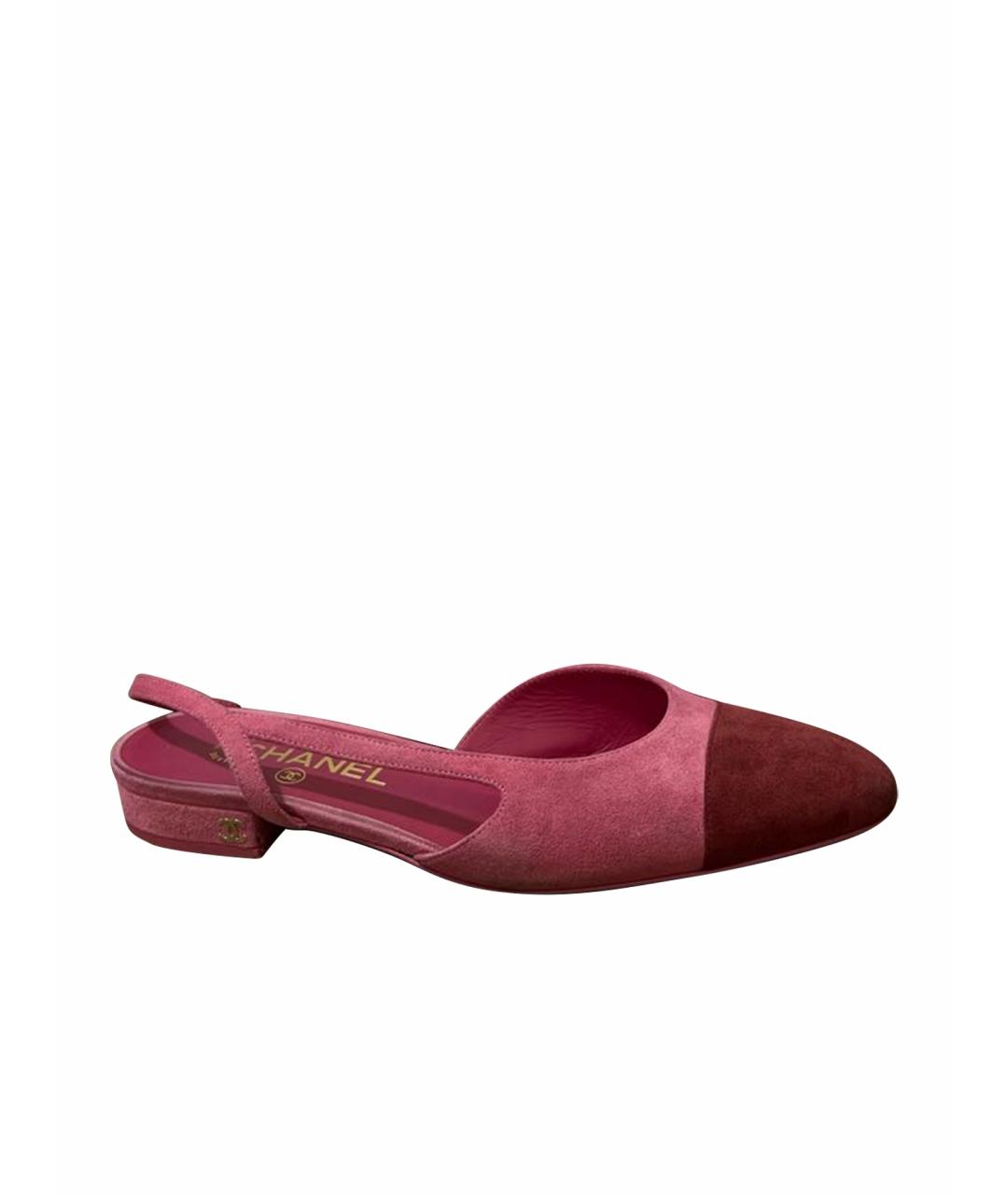 CHANEL PRE-OWNED Розовые замшевые туфли, фото 1