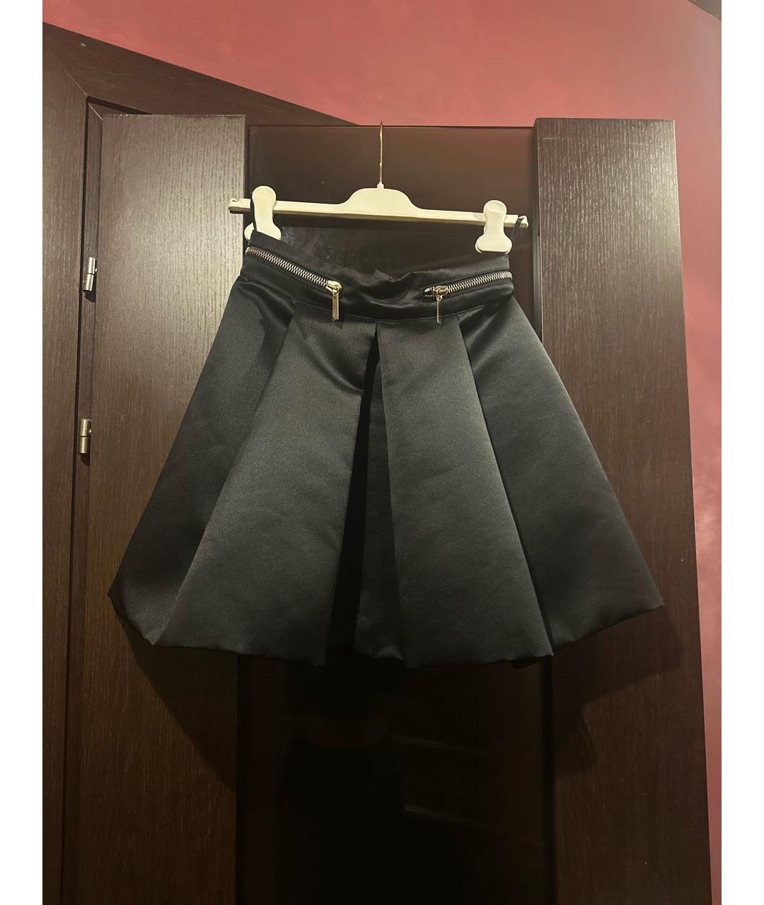 ELISABETTA FRANCHI Черная полиэстеровая юбка мини, фото 5