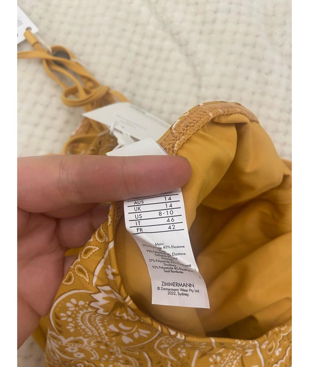 ZIMMERMANN Желтый полиамидовый купальник, фото 4