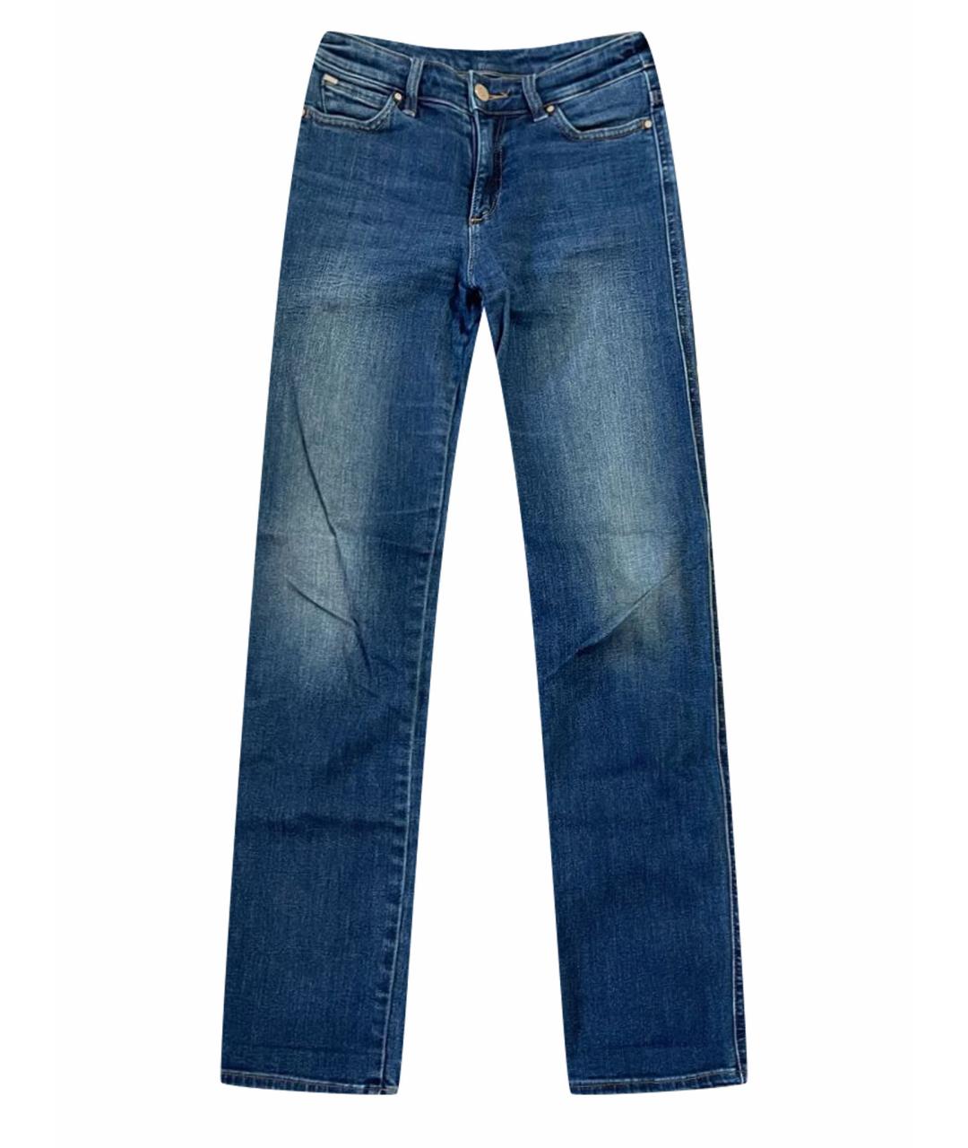 ARMANI JEANS Темно-синие хлопко-эластановые прямые джинсы, фото 1