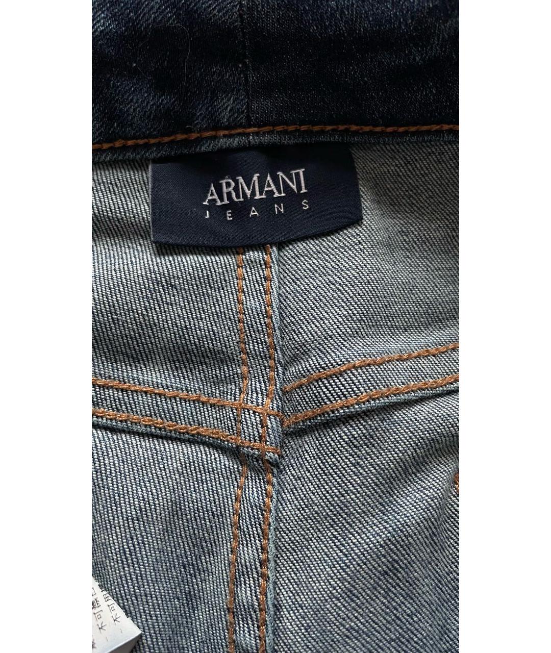 ARMANI JEANS Темно-синие хлопко-эластановые прямые джинсы, фото 3