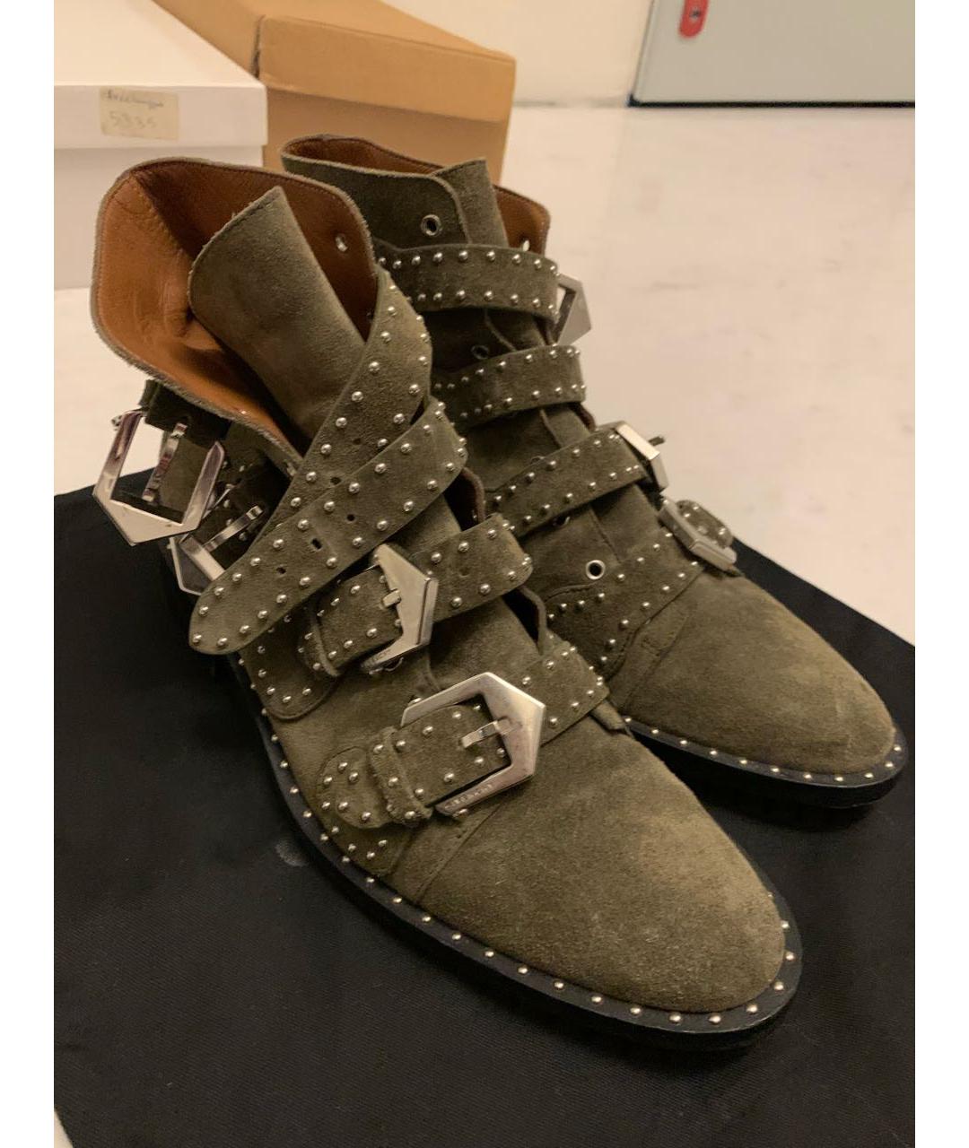 GIVENCHY Хаки замшевые ботинки, фото 7