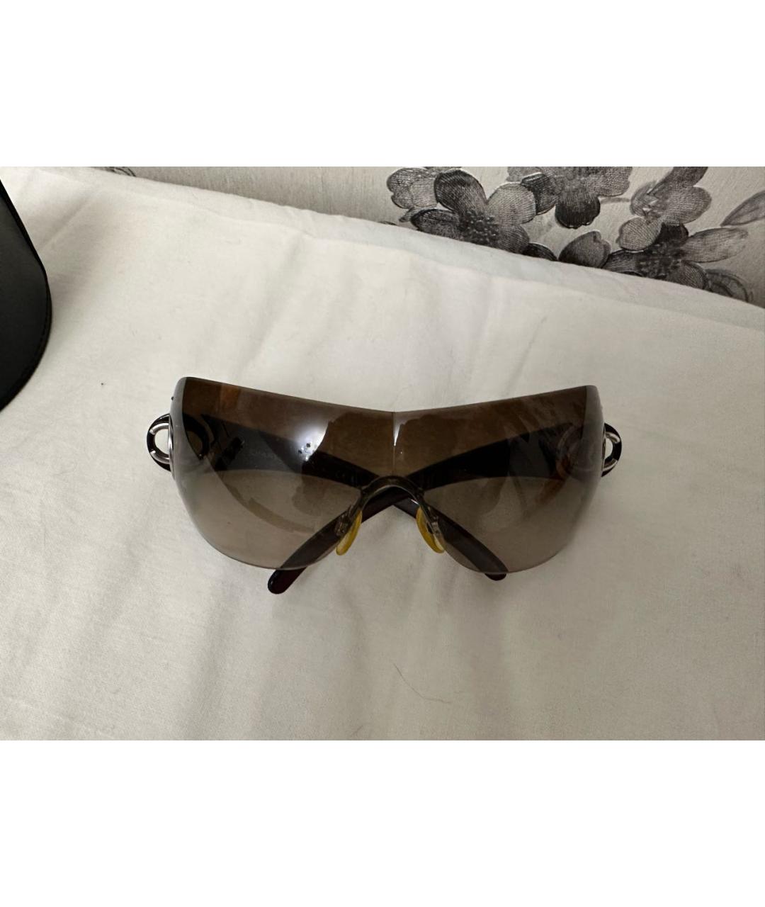 CHANEL PRE-OWNED Коричневые пластиковые солнцезащитные очки, фото 4