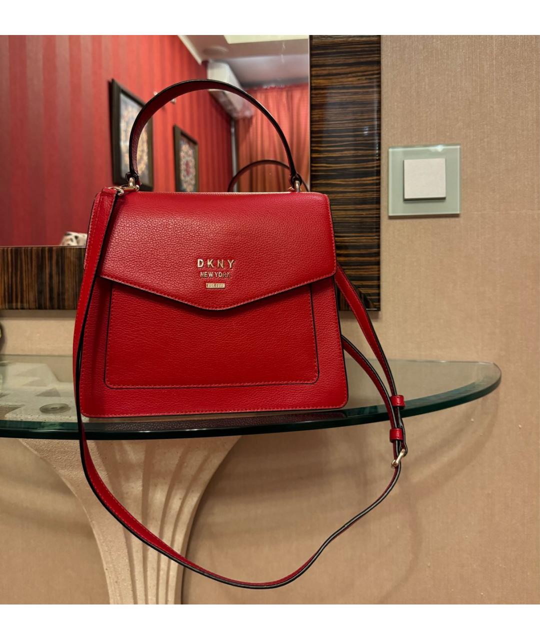 DKNY Красная кожаная сумка тоут, фото 8