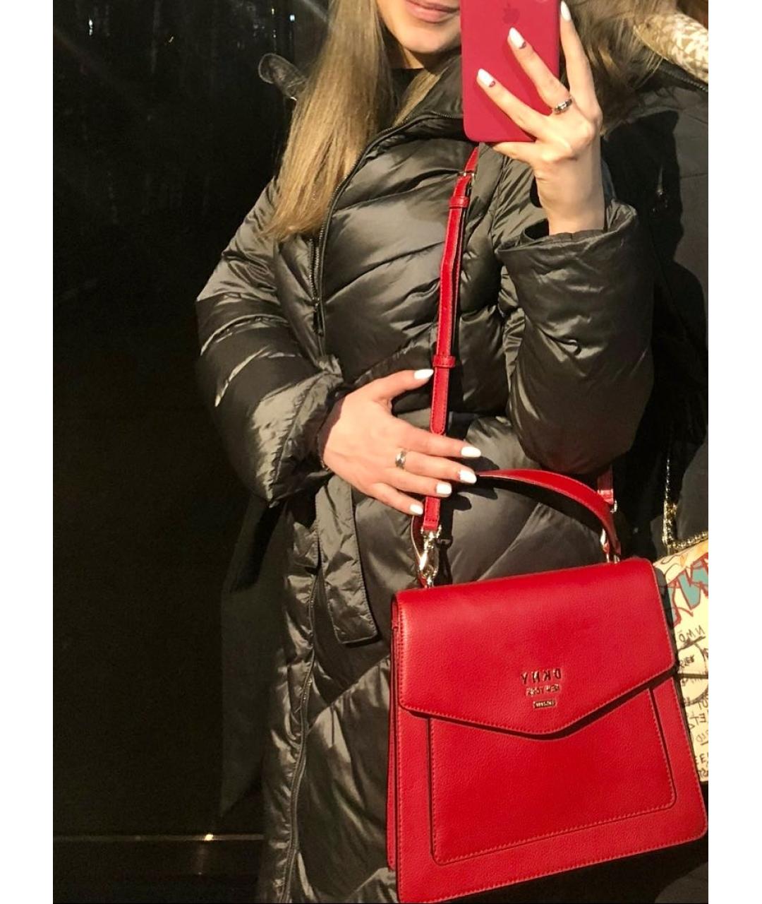 DKNY Красная кожаная сумка тоут, фото 7