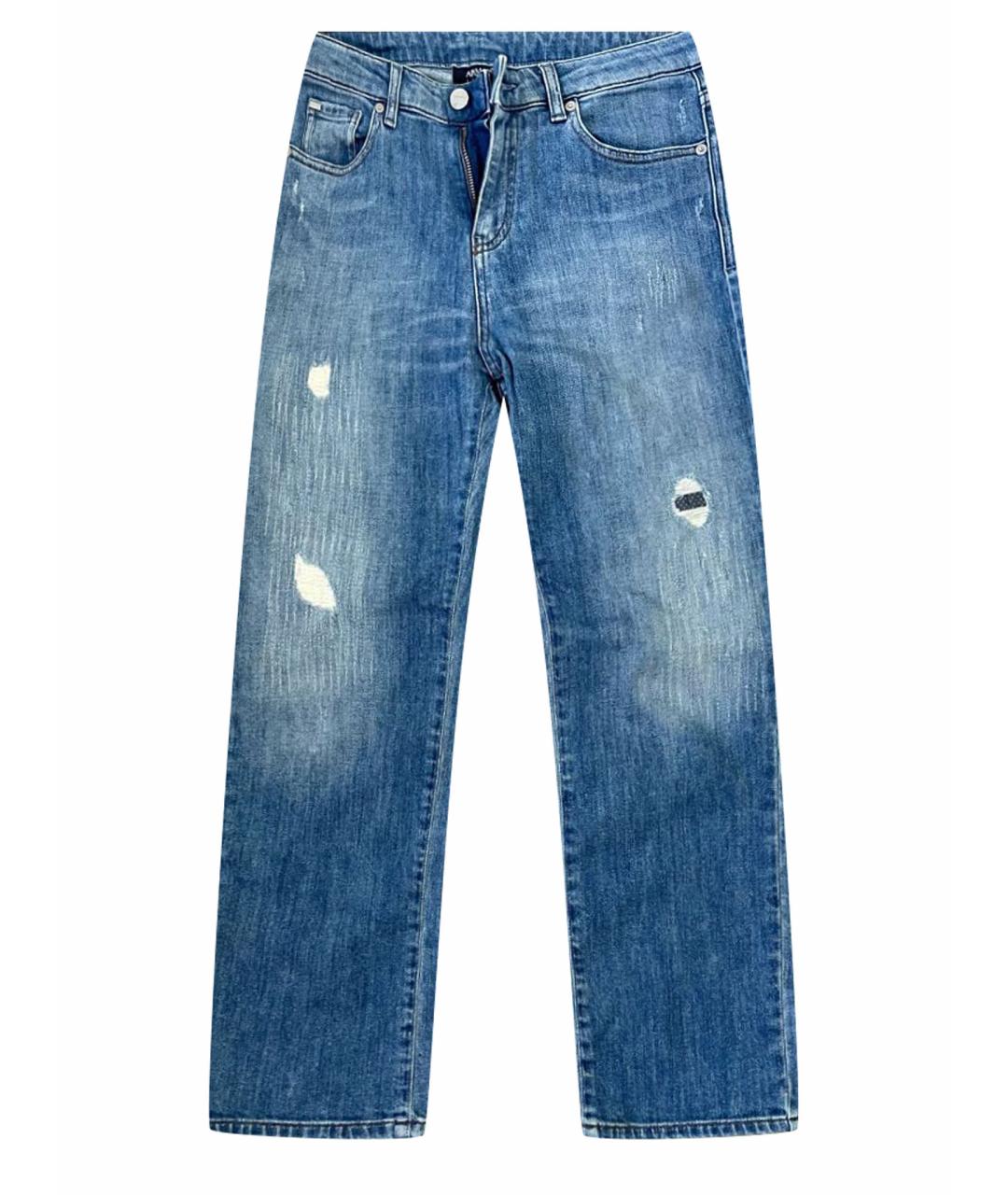 ARMANI JEANS Синие хлопко-эластановые прямые джинсы, фото 1