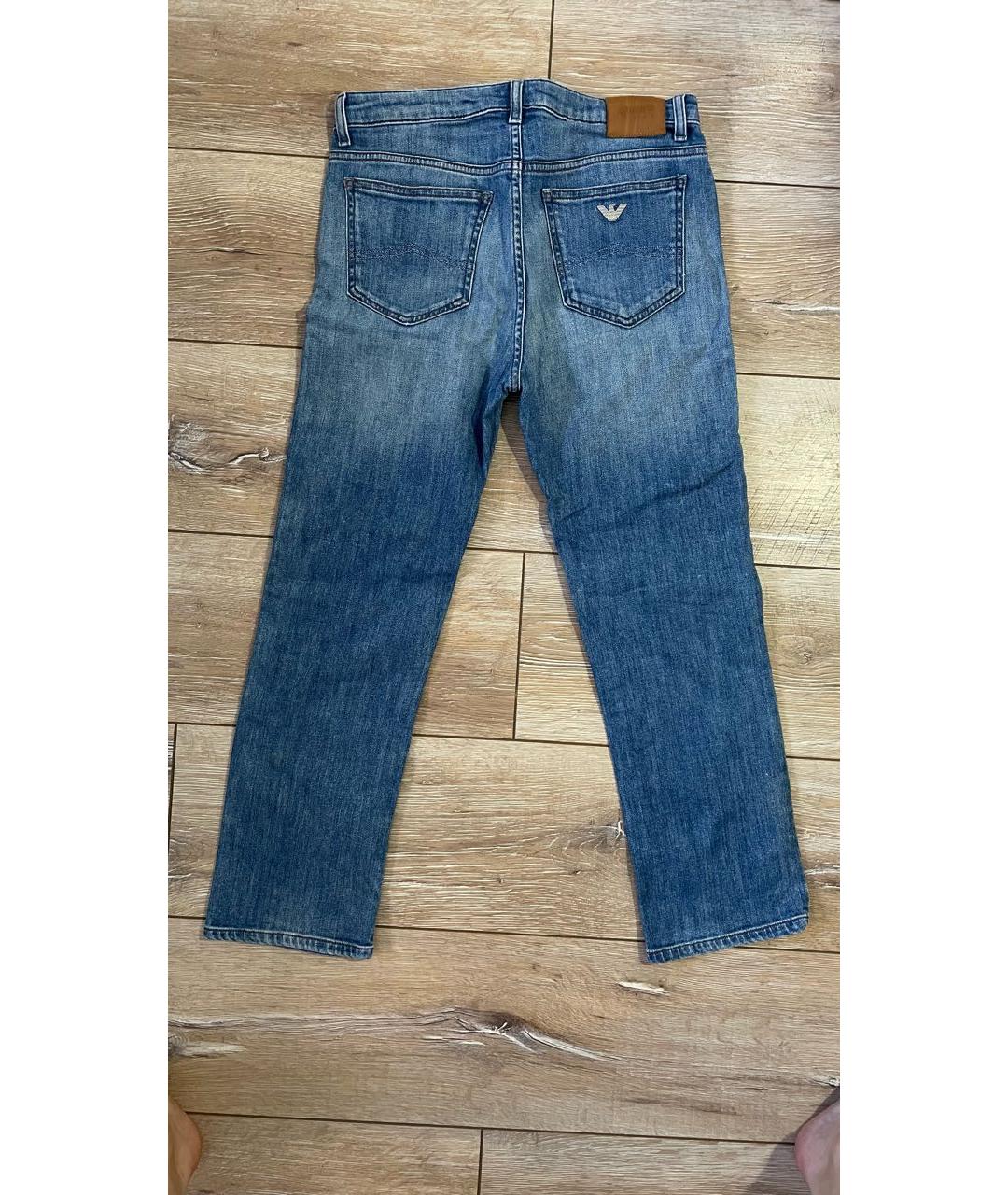 ARMANI JEANS Синие хлопко-эластановые прямые джинсы, фото 2