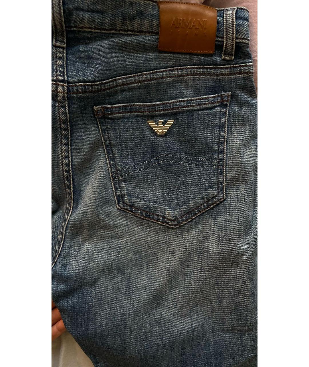 ARMANI JEANS Синие хлопко-эластановые прямые джинсы, фото 6