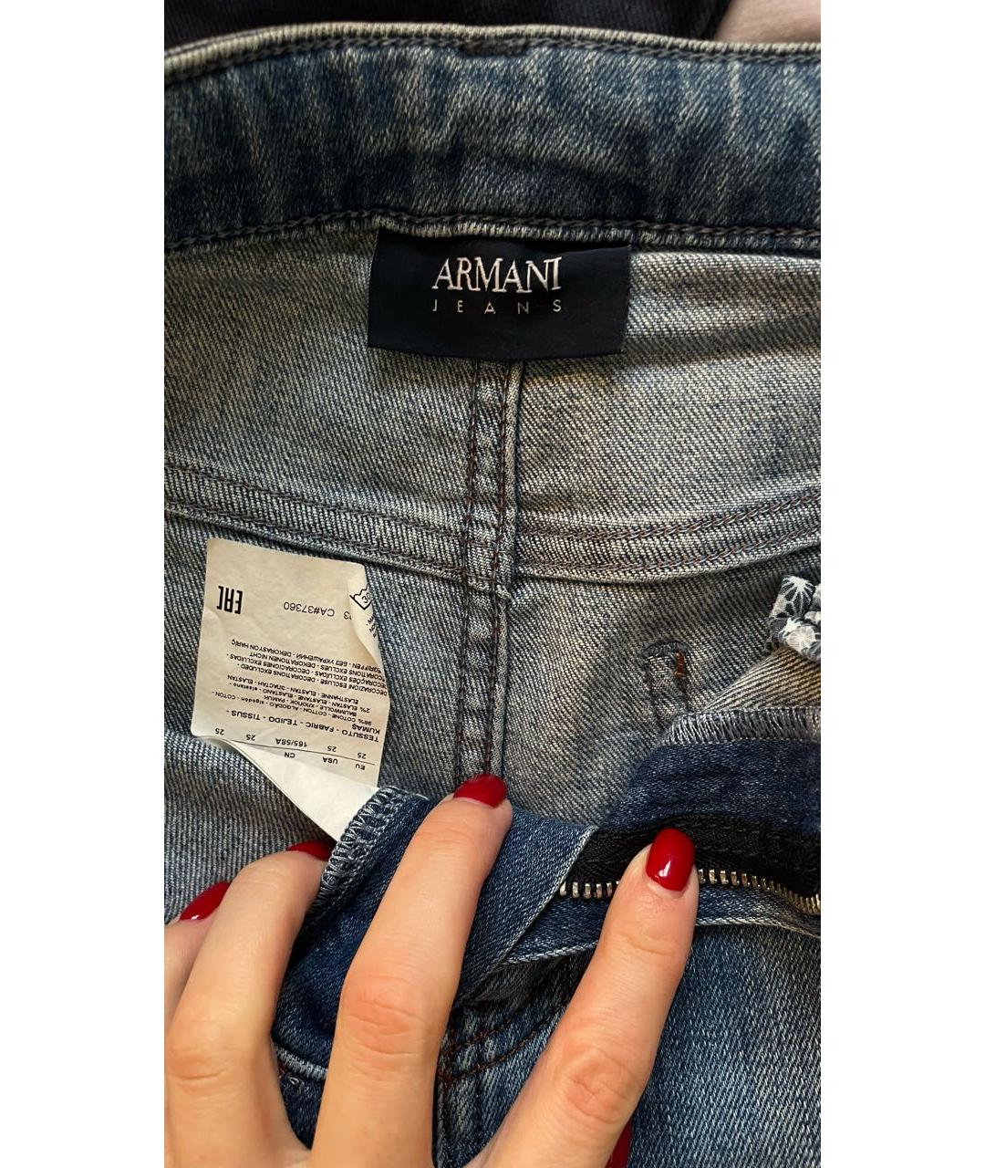 ARMANI JEANS Синие хлопко-эластановые прямые джинсы, фото 3