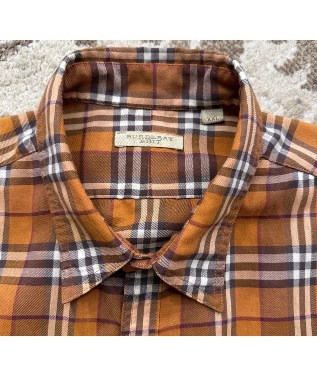 BURBERRY Оранжевая хлопковая классическая рубашка, фото 2