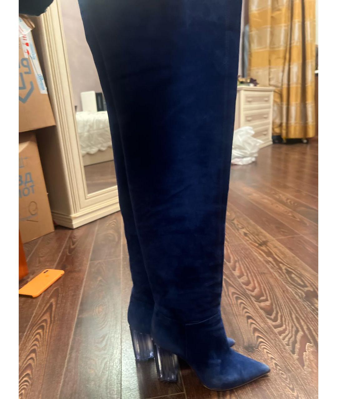 LE SILLA Синие замшевые ботфорты, фото 8