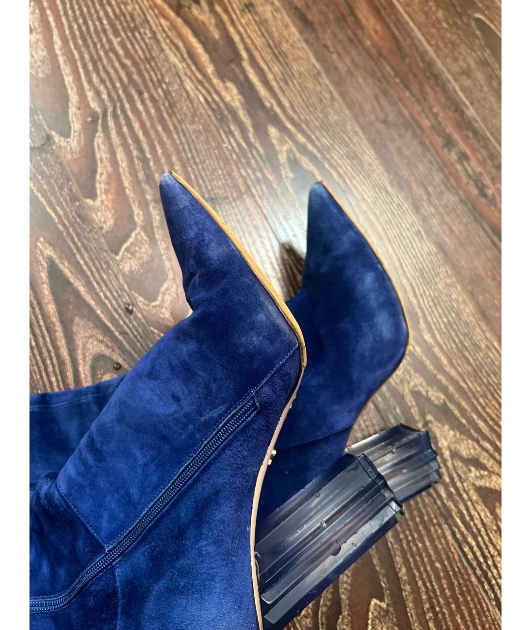 LE SILLA Синие замшевые ботфорты, фото 6